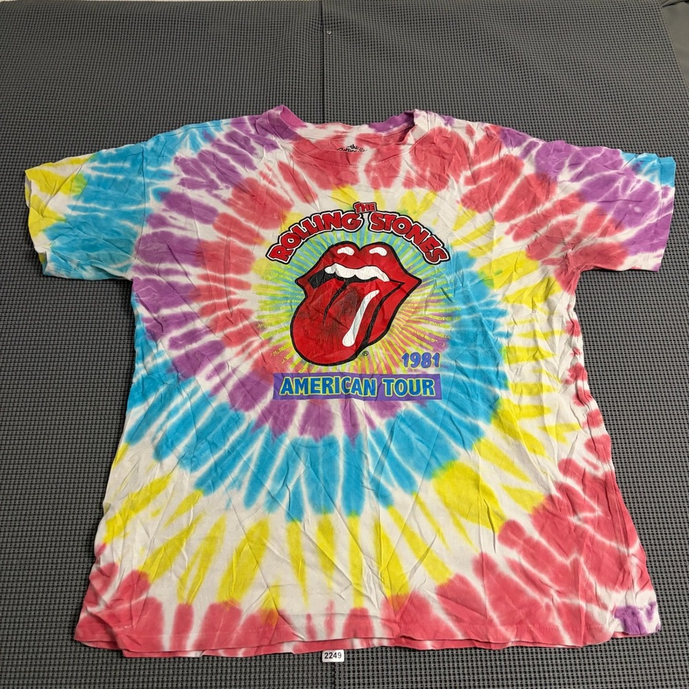 Rolling Stones 1981 American Tour Tie Dye Graphic T-Shirt Medium Multi-Color
